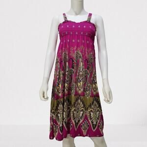 Women's Purple Knee-Length Fit & Flare Paisley Sundress, Size: Medium, New